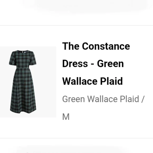 Hill House The Constance Dress Green Wallace Plaid Size Medium NWT - Picture 3 of 6